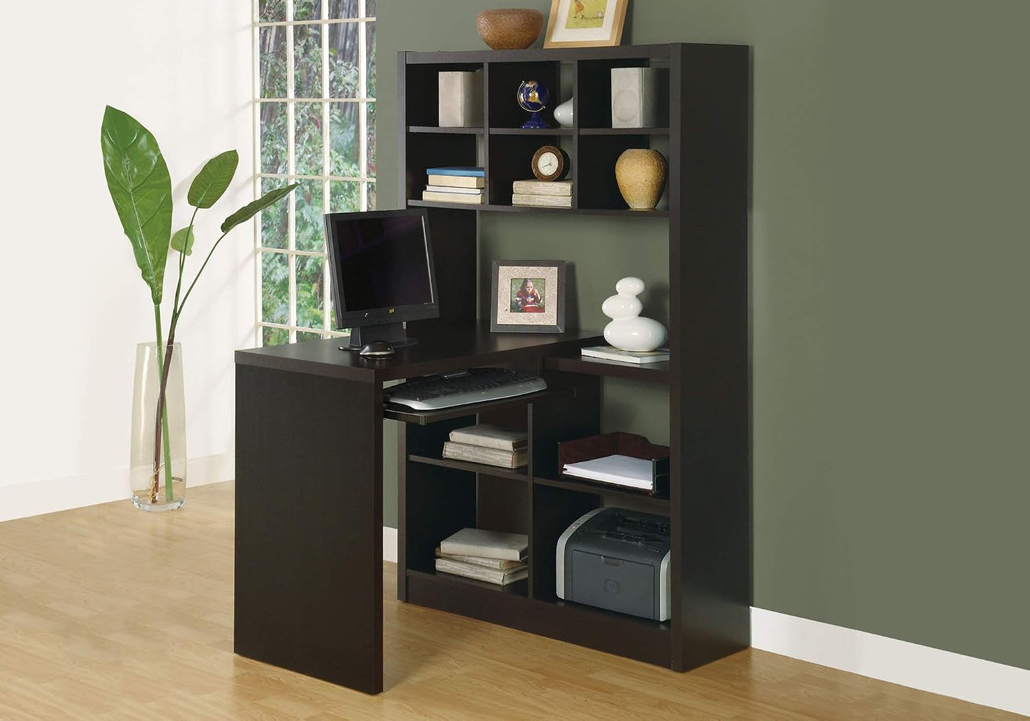Desk Setup Corner - Corner Desk With Adjustable Storage Shelves