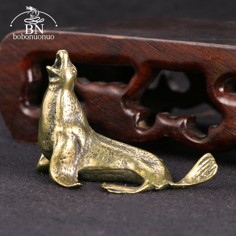 Desk Setup At Home - Metal Brass Sea Lion Animal Figurine