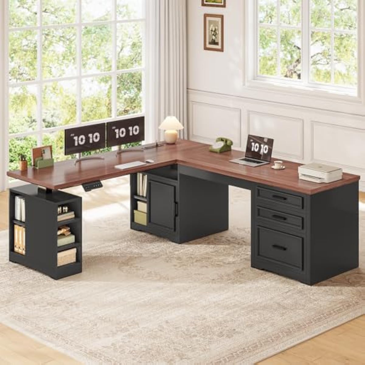 L Shaped Adjustable Electric D - огляд і ціна Desk Setup Corner