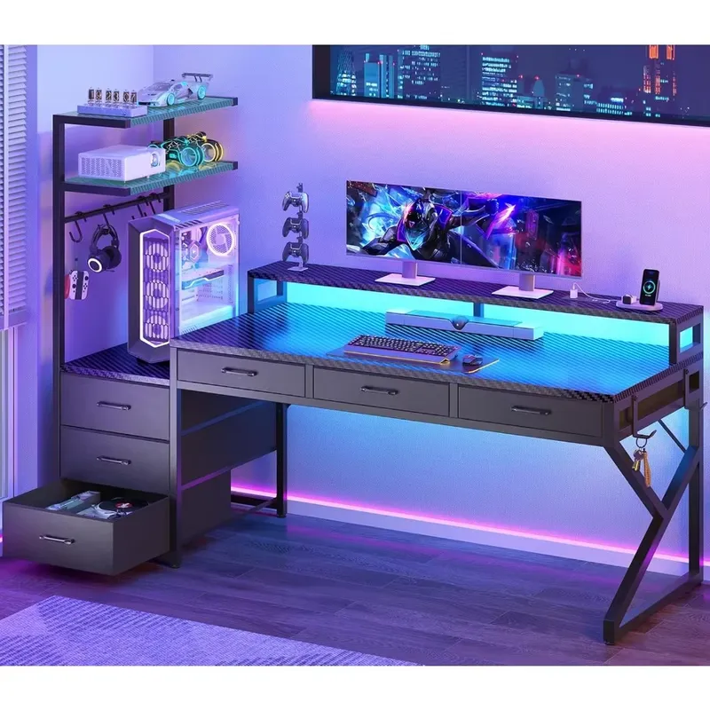 55 Inch Gaming Desk with 6 Dra - огляд і ціна Desk Setup Corner