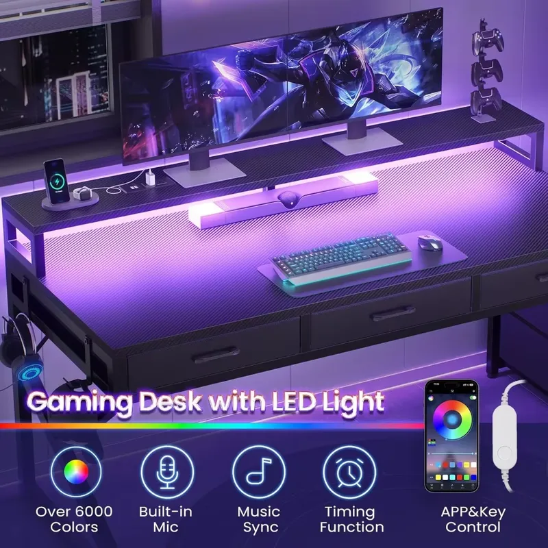 55 Inch Gaming Desk with 6 Dra - огляд і ціна Desk Setup Corner