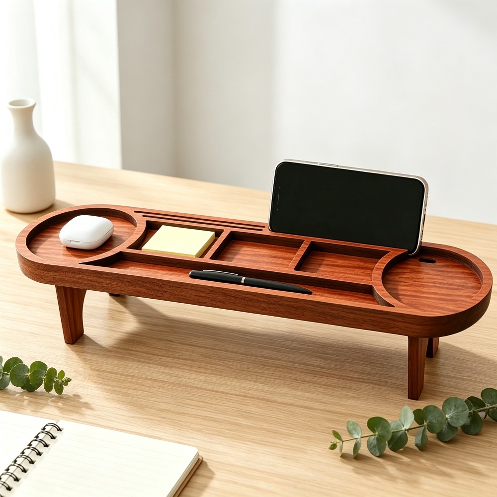 Wooden Desk Organizer with Pho - огляд і ціна Desk Setup Home Office