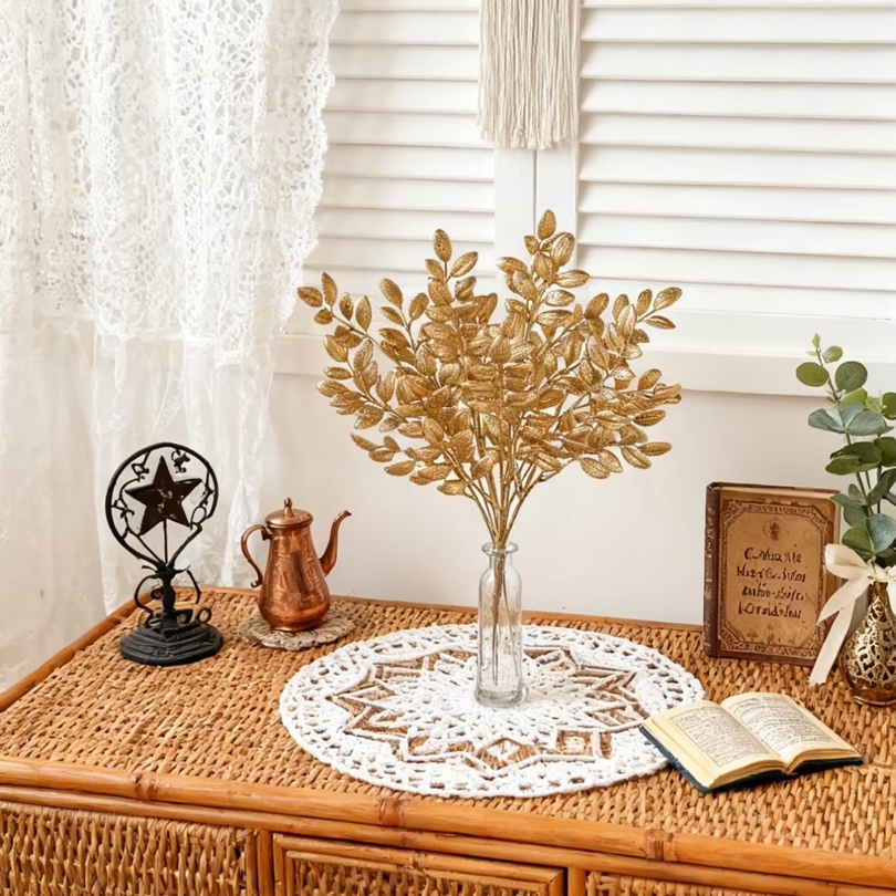 10Pcs Artificial Plants Golden - огляд і ціна Desk Setup At Home